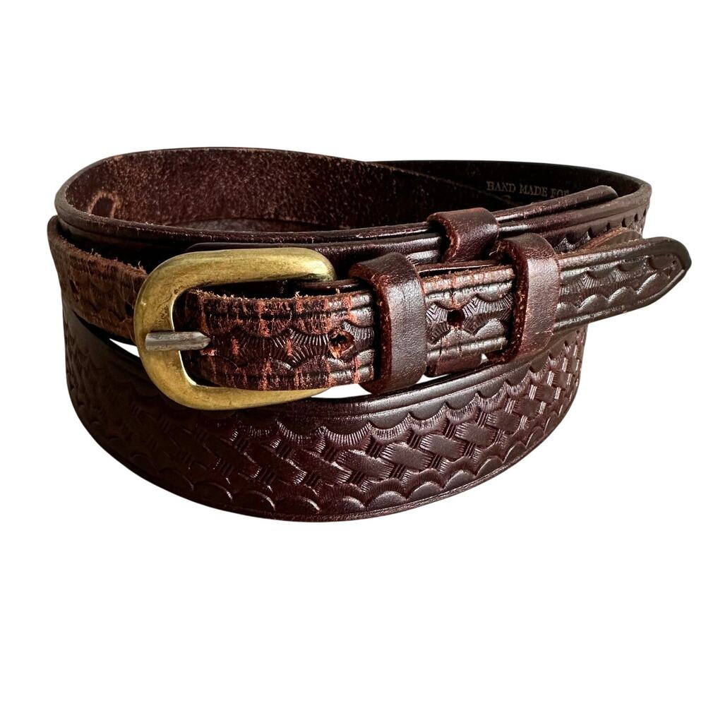 Eddie Bauer by Bianchi Dark Brown Leather Belt 44 Handmade
